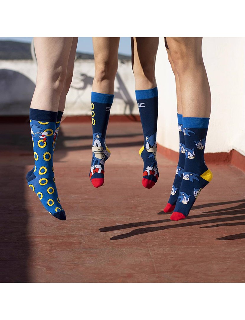 Meias Altas Unisexo Sonic Multicolorido 
