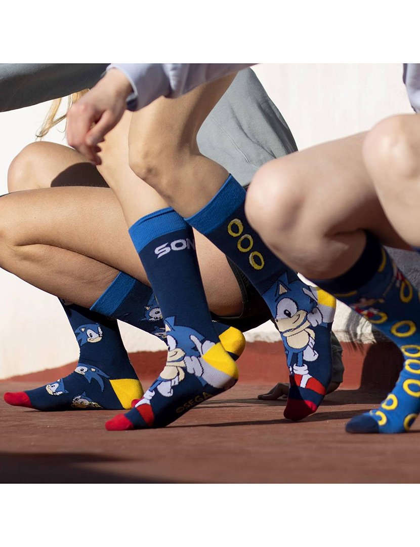 Meias Altas Unisexo Sonic e os Seus Anéis Tamanho