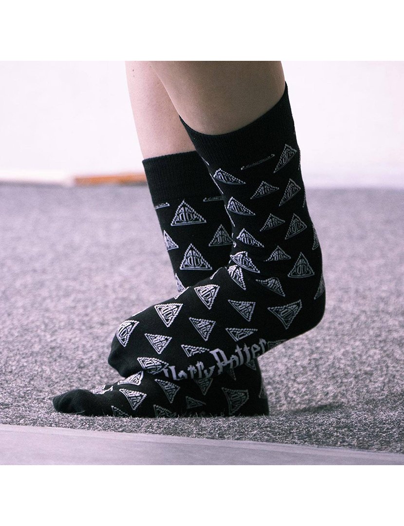 Meias Altas Unisexo Harry Potter Preto e Branco