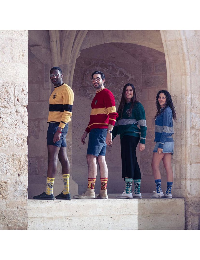 Meias Altas Unisexo Harry Potter Hufflepuff Amarelo e Cinzento