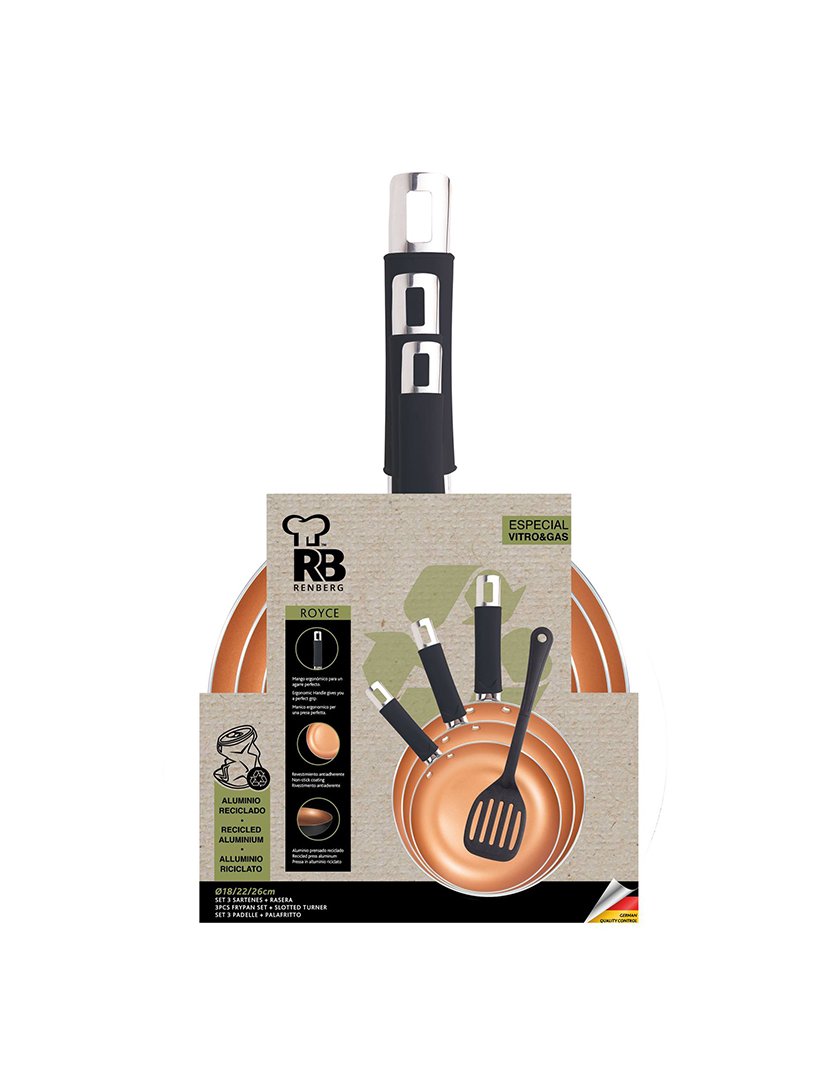 Conjunto 3 Frigideiras Alum Forjado Cobre