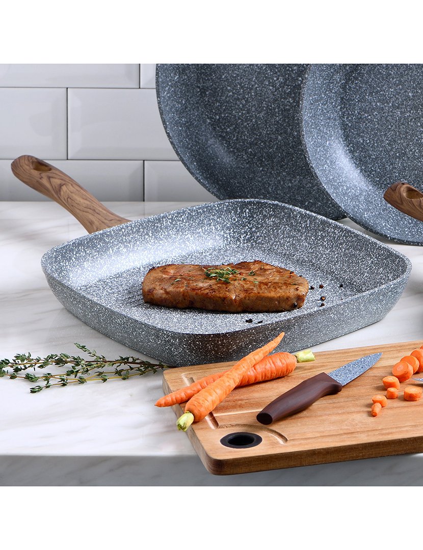 Frigideira+Grill+Utensilios Natura Cinza