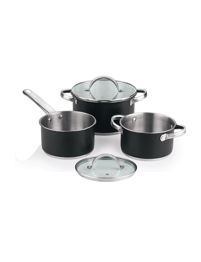 Trem Cozinha 3 Peças Aço Preto