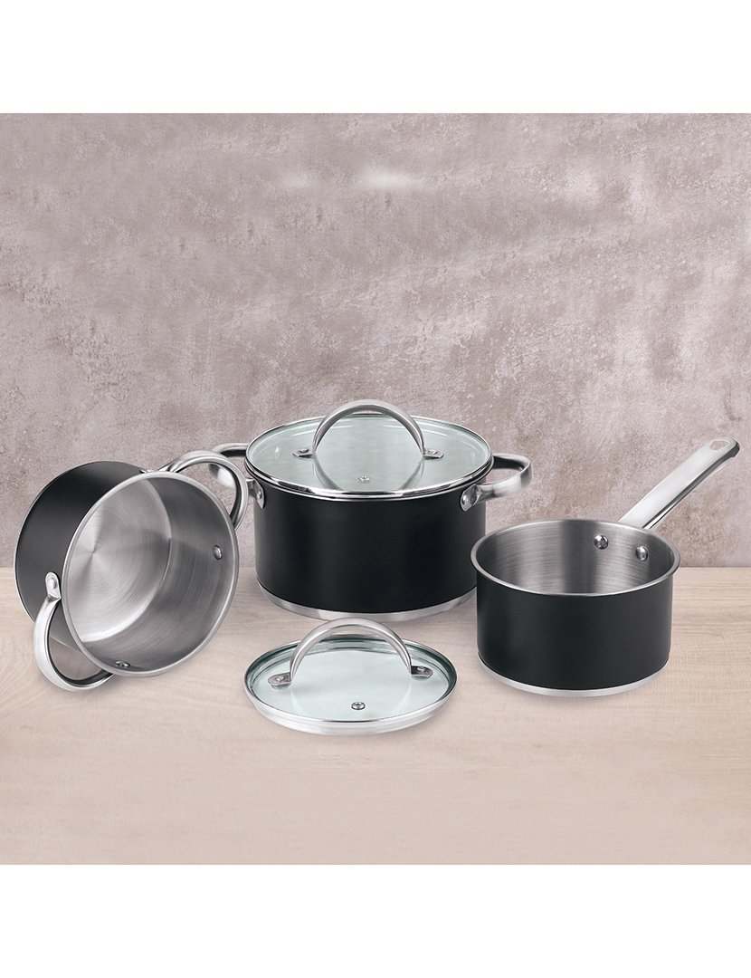 Trem Cozinha 3 Peças Aço Preto