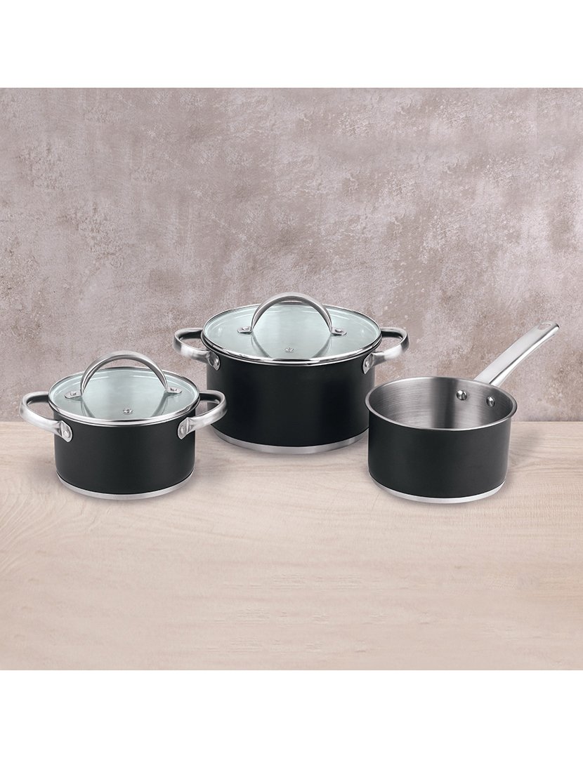 Trem Cozinha 3 Peças Aço Preto