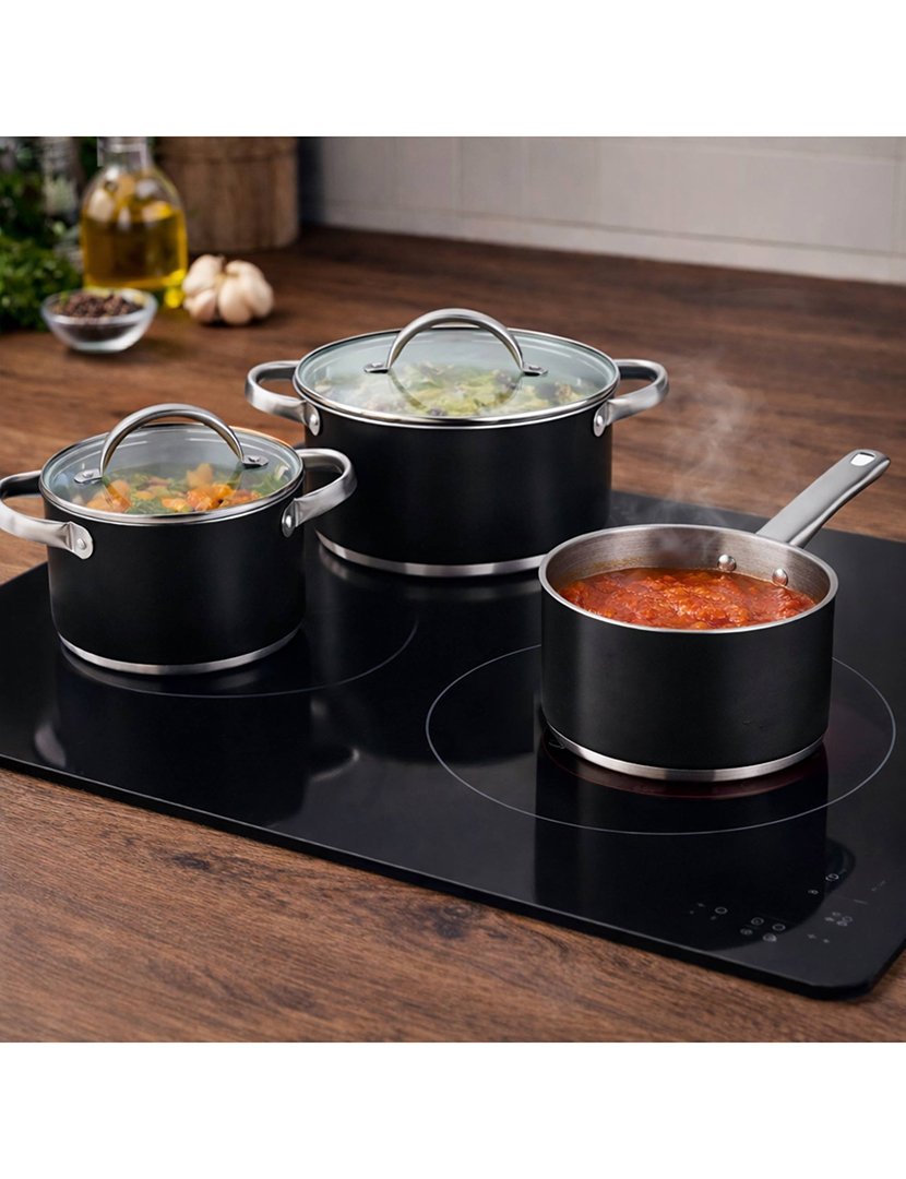 Trem Cozinha 3 Peças Aço Preto