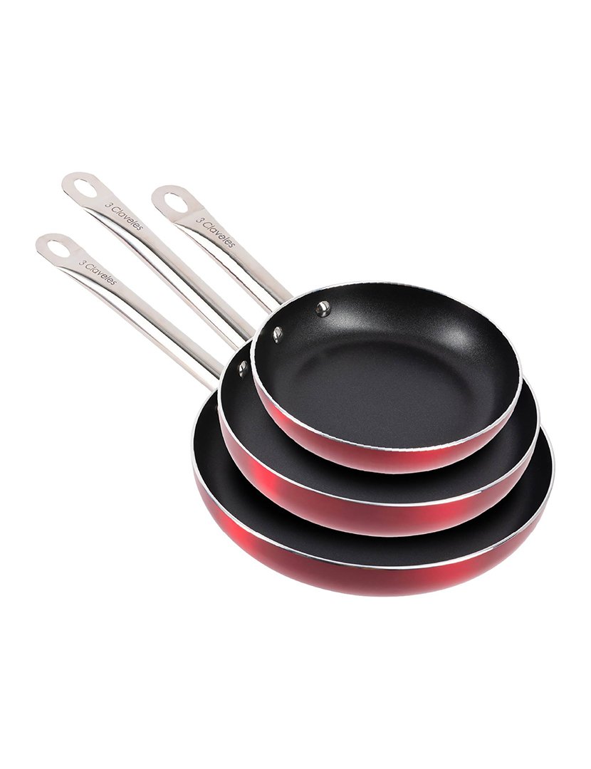Conjunto 3 Frigideiras 3Claveles Vermelho