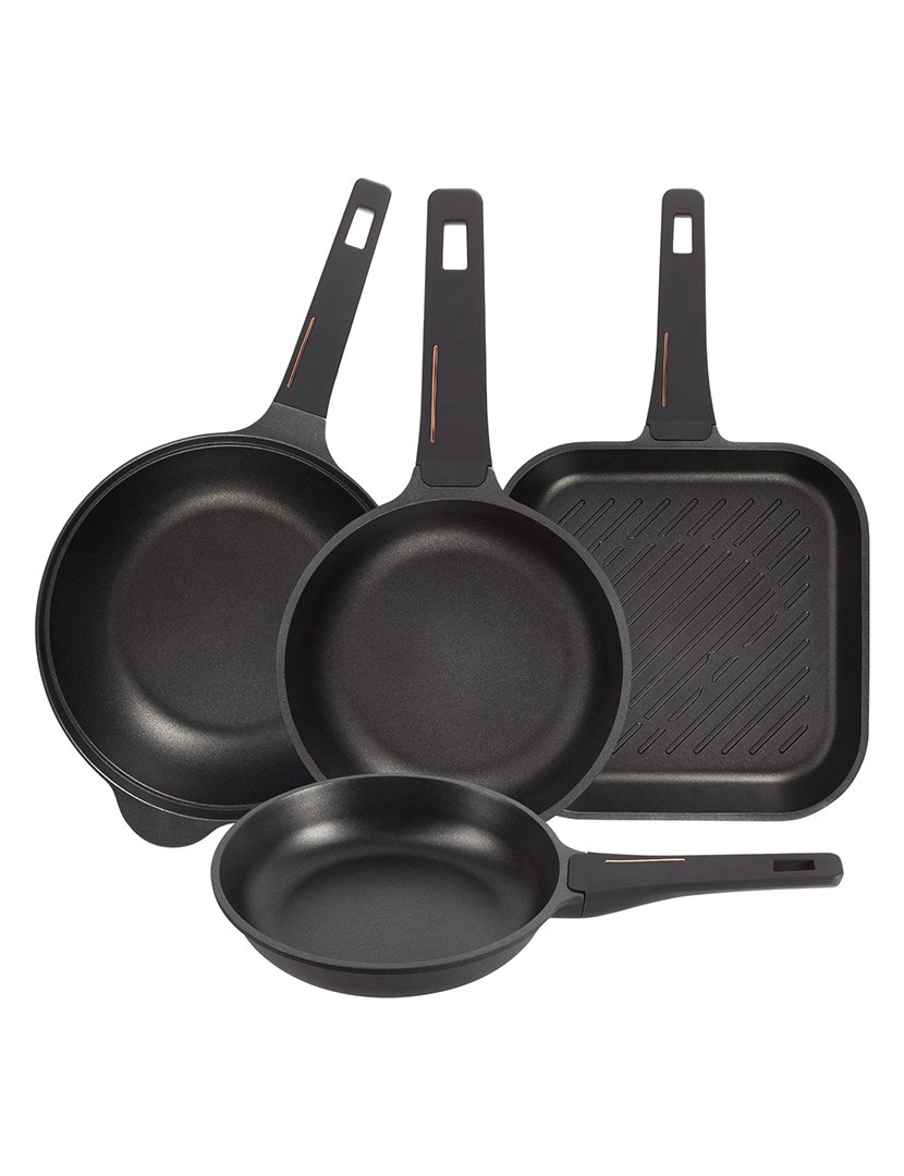 Conjunto 2 Frigideiras+Grill+Wok Copper Fundido Preto