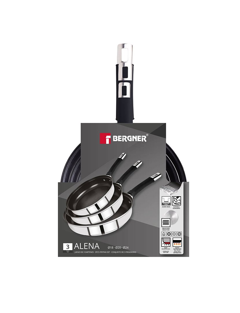 Conjunto 3 Frigideiras Aço Inox