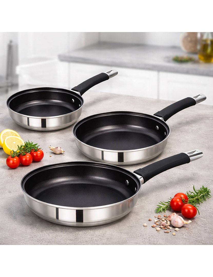 Conjunto 3 Frigideiras Aço Inox