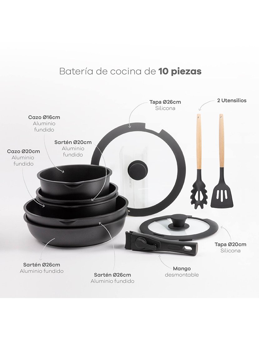 Trem Cozinha 7 Peças Click&Cook Fundido Preto