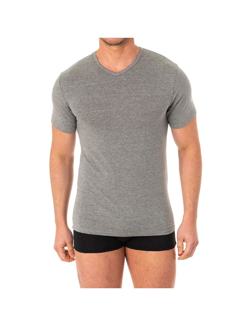 T-Shirt Interior decote em V Cinzento