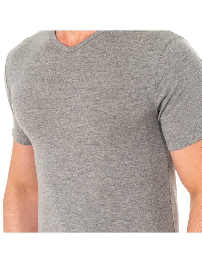 T-Shirt Interior decote em V Cinzento
