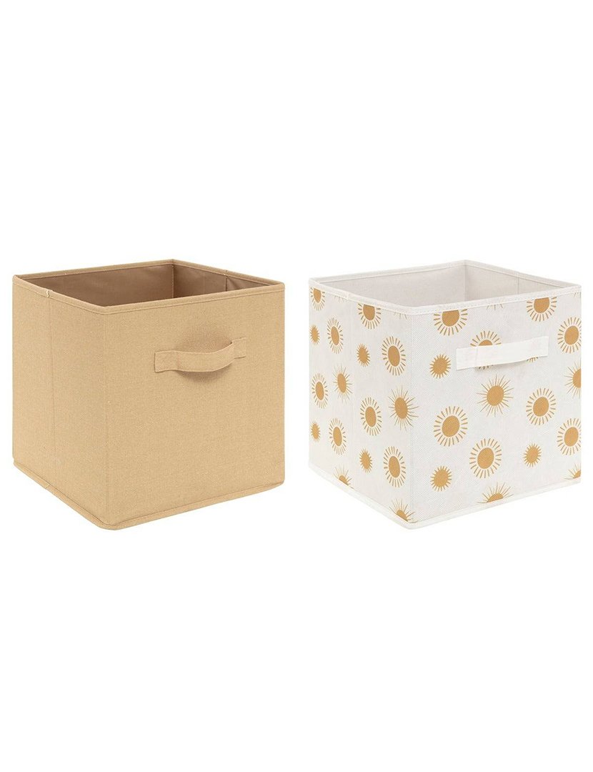 Conjunto de 2 Caixas de Armazenamento para Crianças Amarelo + Sol
