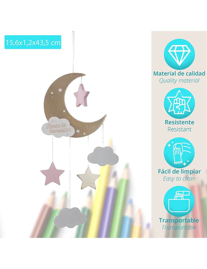 Lua Decorativa Suspensa Rosa