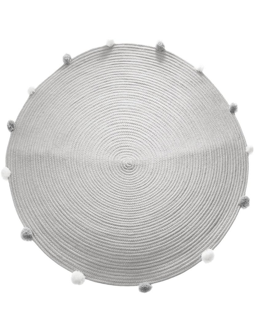 Tapete Infantil com Pompons Cinzento 90cm