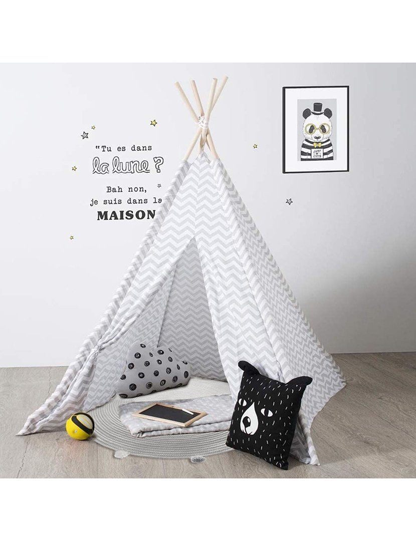 Tapete Infantil com Pompons Cinzento 90cm