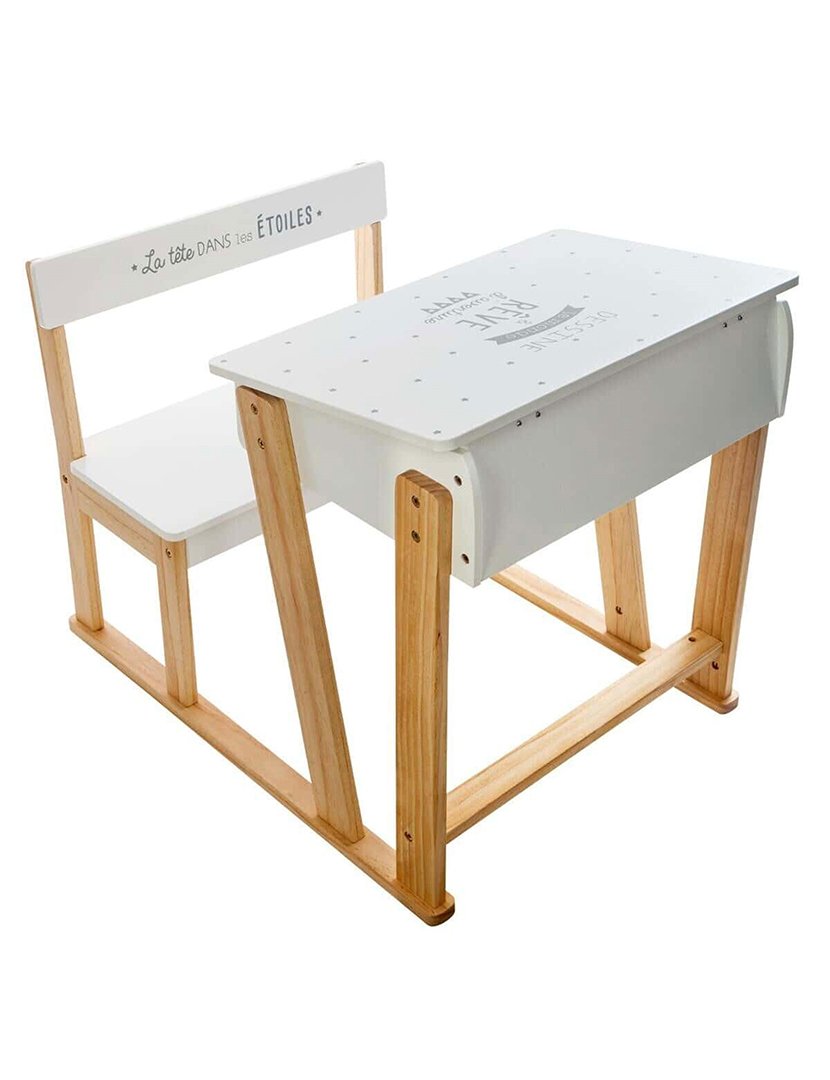 Secretária + Banco Infantil Tudo em Um Branco