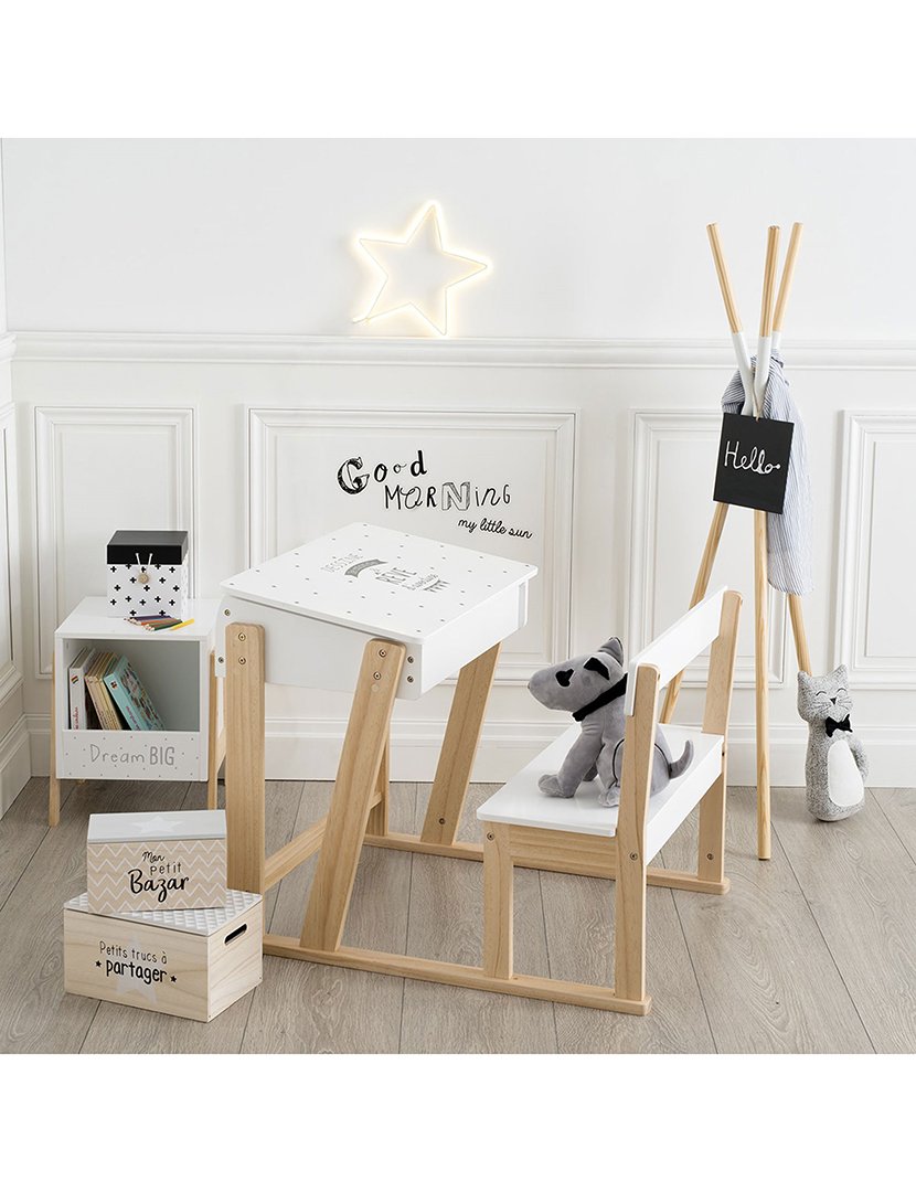 Secretária + Banco Infantil Tudo em Um Branco