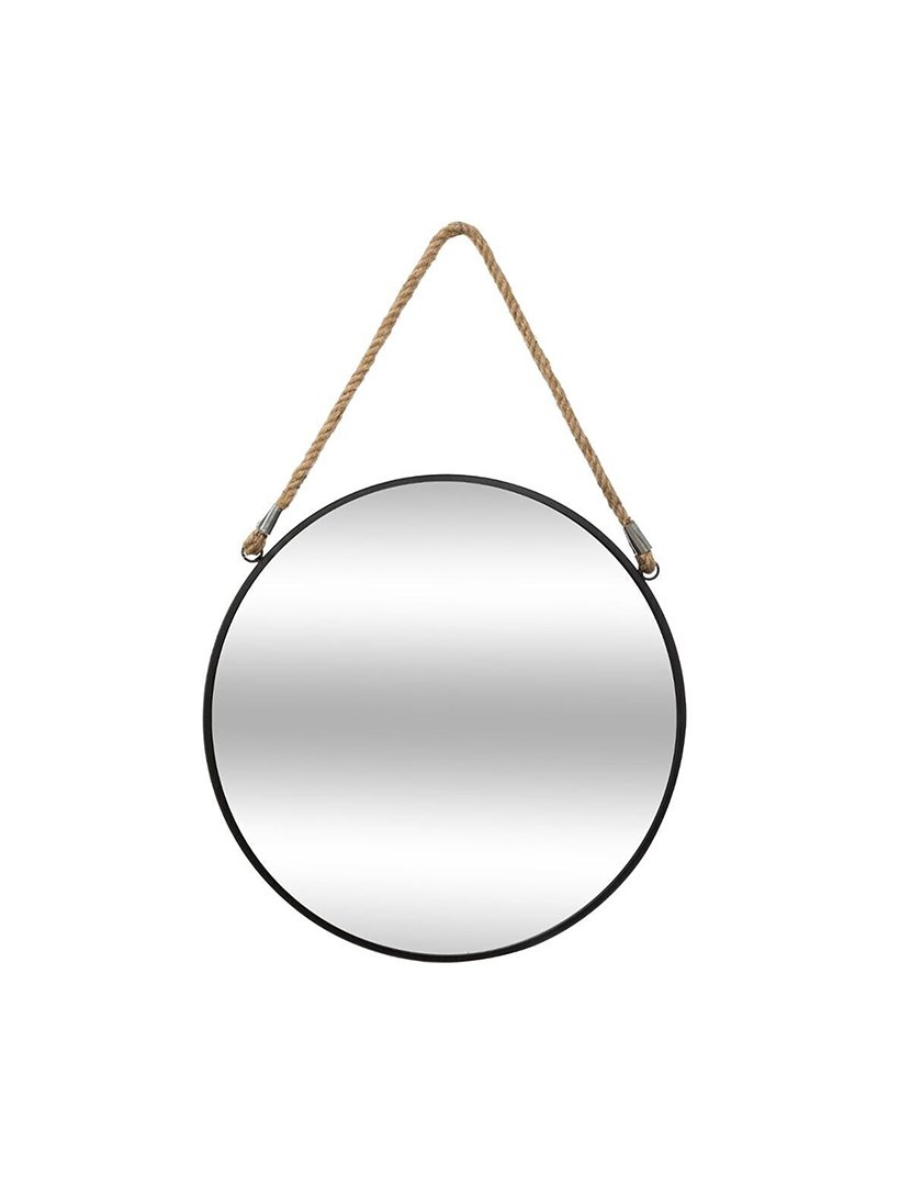 Espelho de Parede Redondo com Corda Preto
