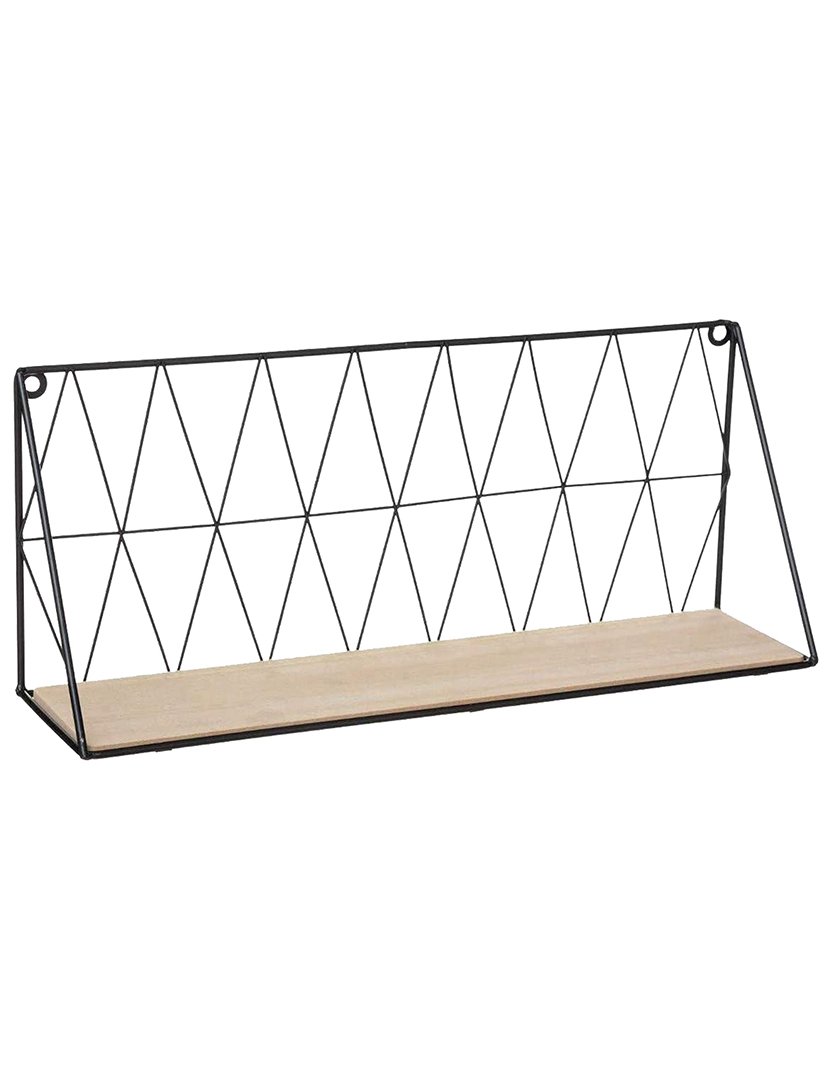 Prateleira de parede metálica em treliça preta