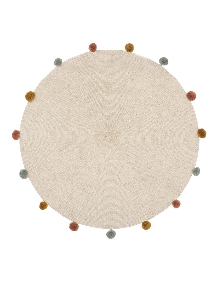 Tapete com Pompons 90cm Bege