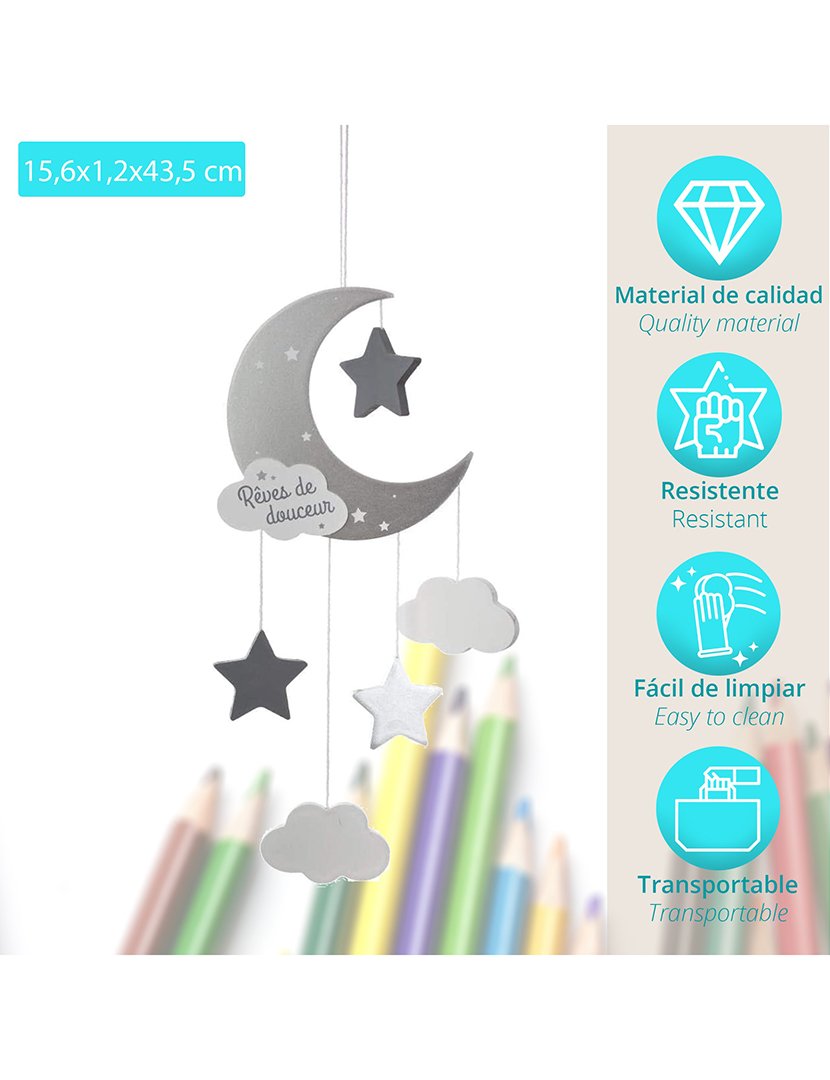 Lua Decorativa Suspensa Cinzento