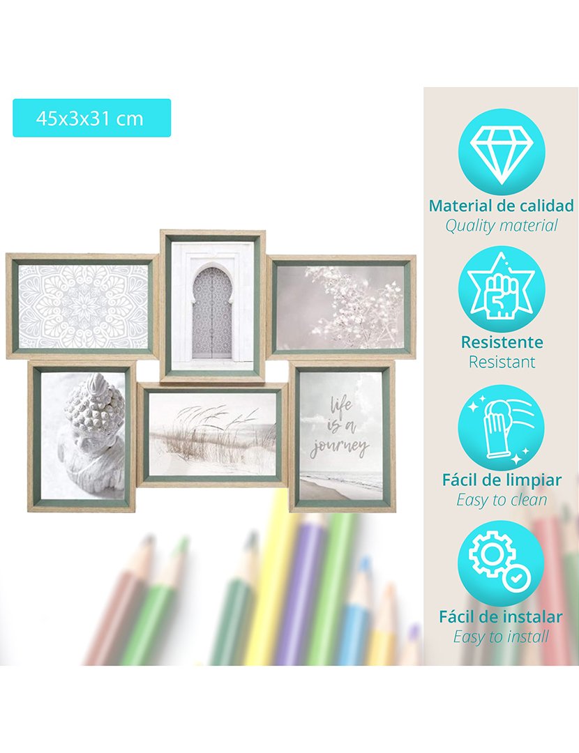 Molduras Decorativas Nature para 6 fotos Castanho