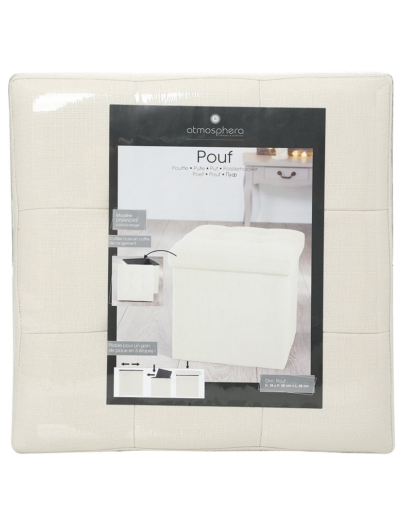 Pufe Dobrável com Arrumação Bege