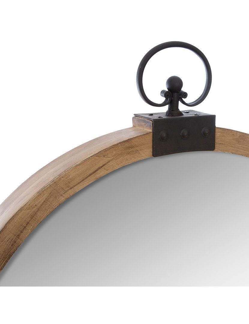 Espelho de Parede Pocket Redondo 74cm Castanho