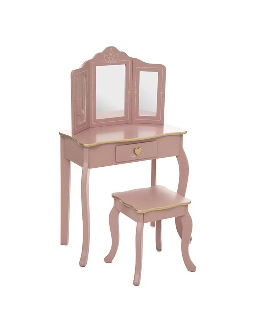Tocador + Banco Infantil Rosa