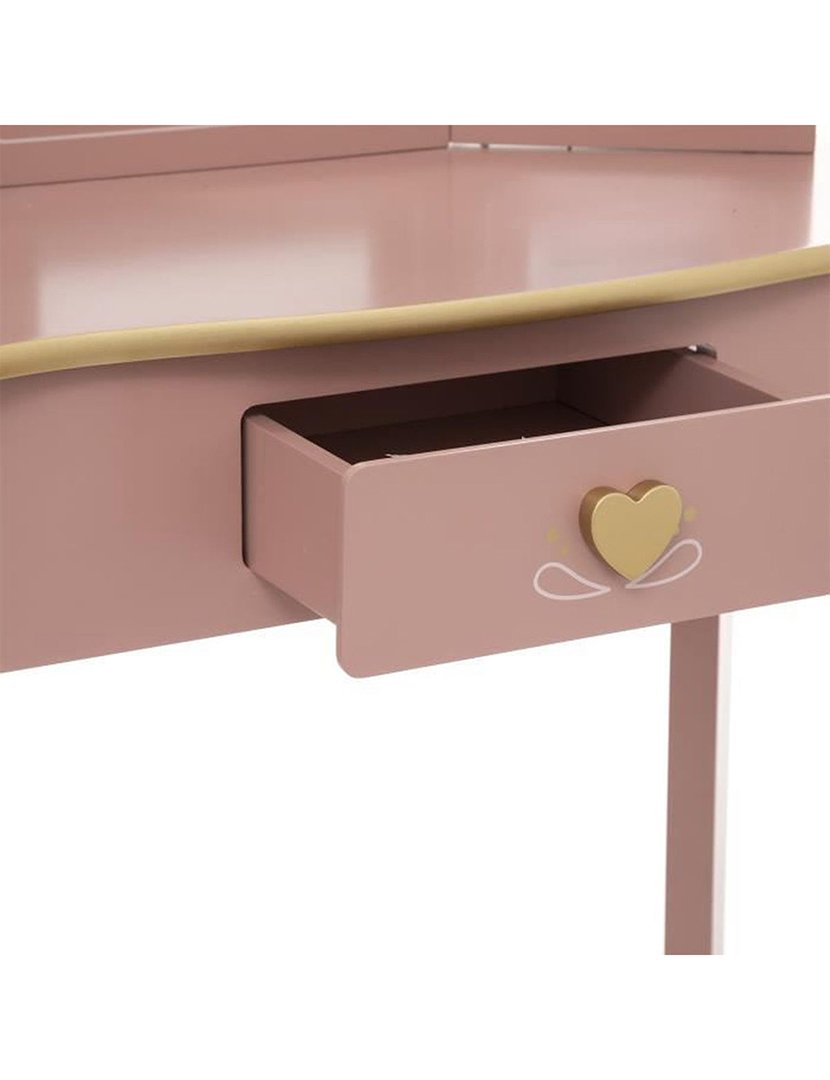 Tocador + Banco Infantil Rosa