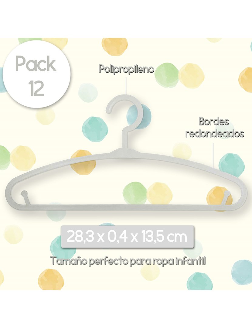 Conjunto de 12 Cabides Infantis Cinzento