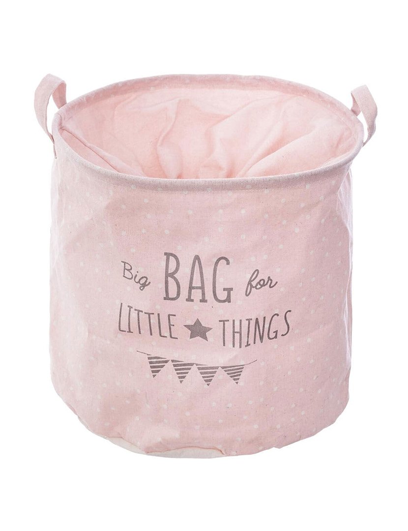 Conjunto Cesto de Arrumação Infantil + 2 Caixas de Arrumação Rosa