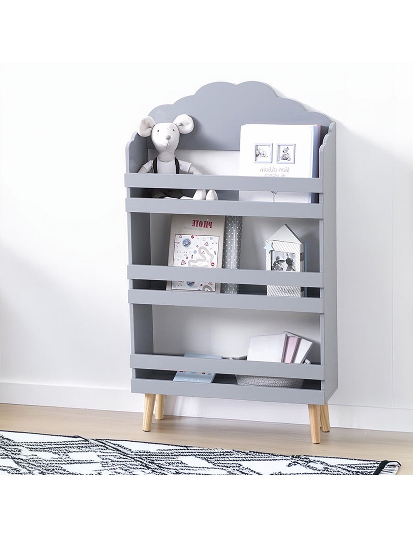 Estante Infantil com 3 Prateleiras Cinzento