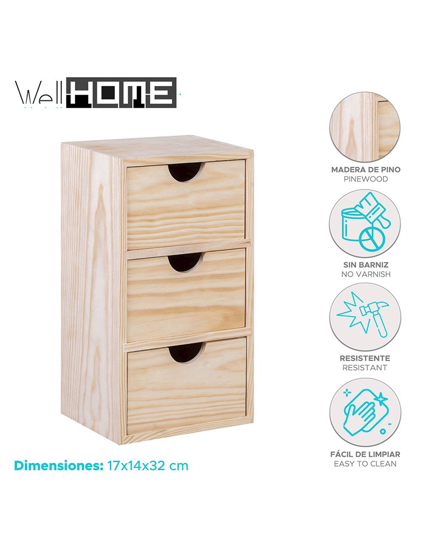 Minibloco com 3 Caixas de Madeira