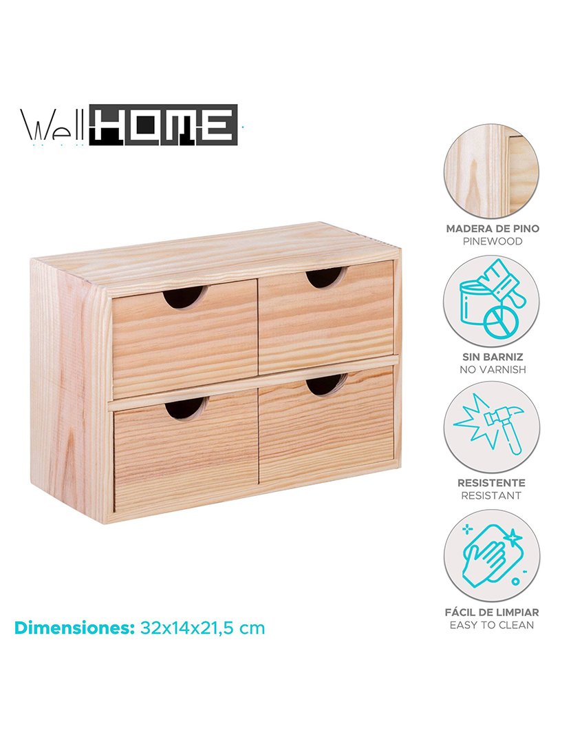 Minibloco com 4 Caixas de Madeira