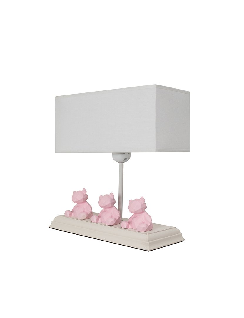 Candeeiro de Mesa Volga com Decoração Branco e Rosa