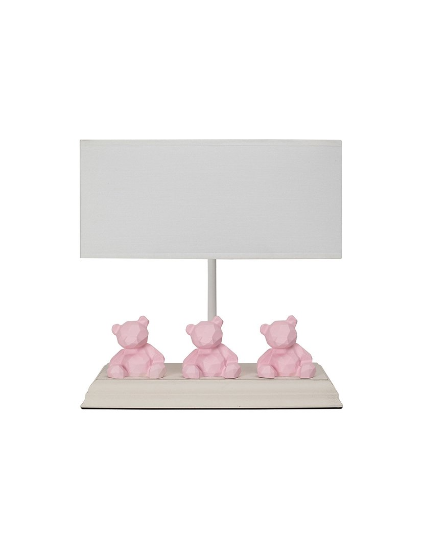 Candeeiro de Mesa Volga com Decoração Branco e Rosa