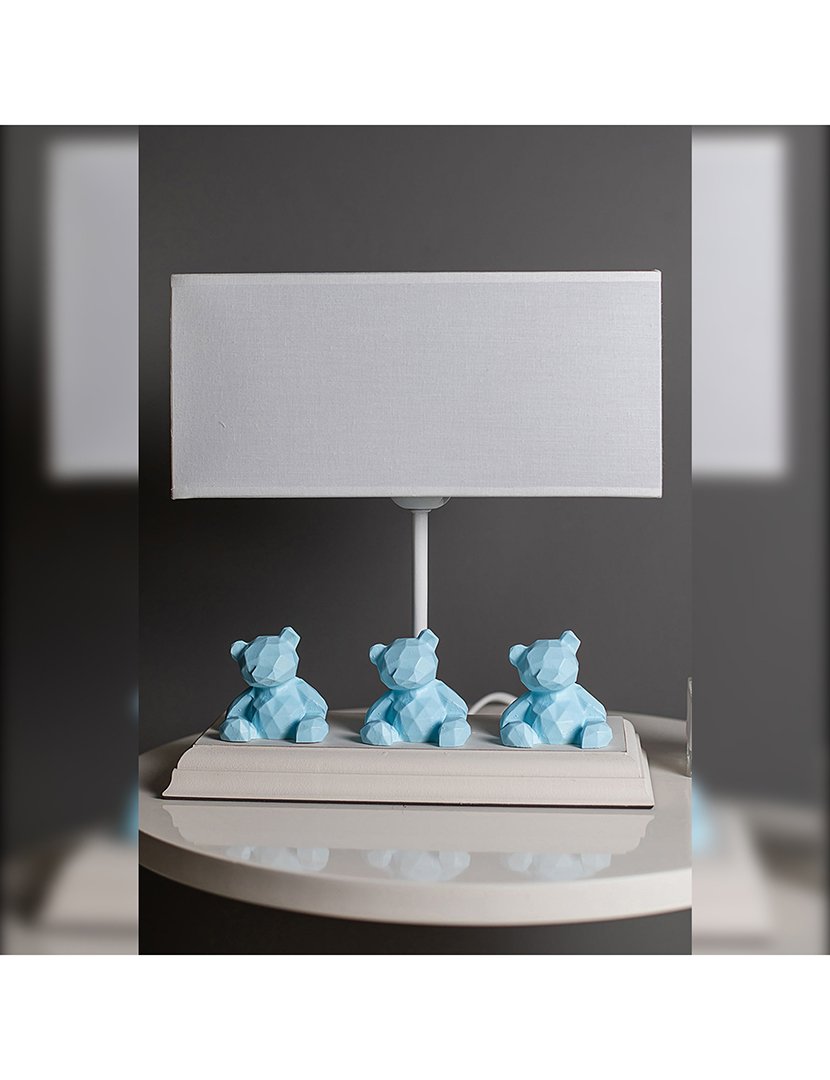 Candeeiro de Mesa Volga com Decoração Branco e Azul