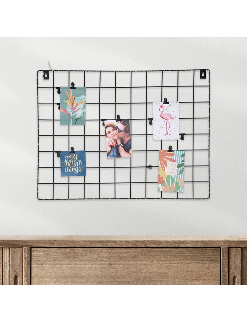 Grelha de Metal para Fotos com cabo e luzes LED Preto