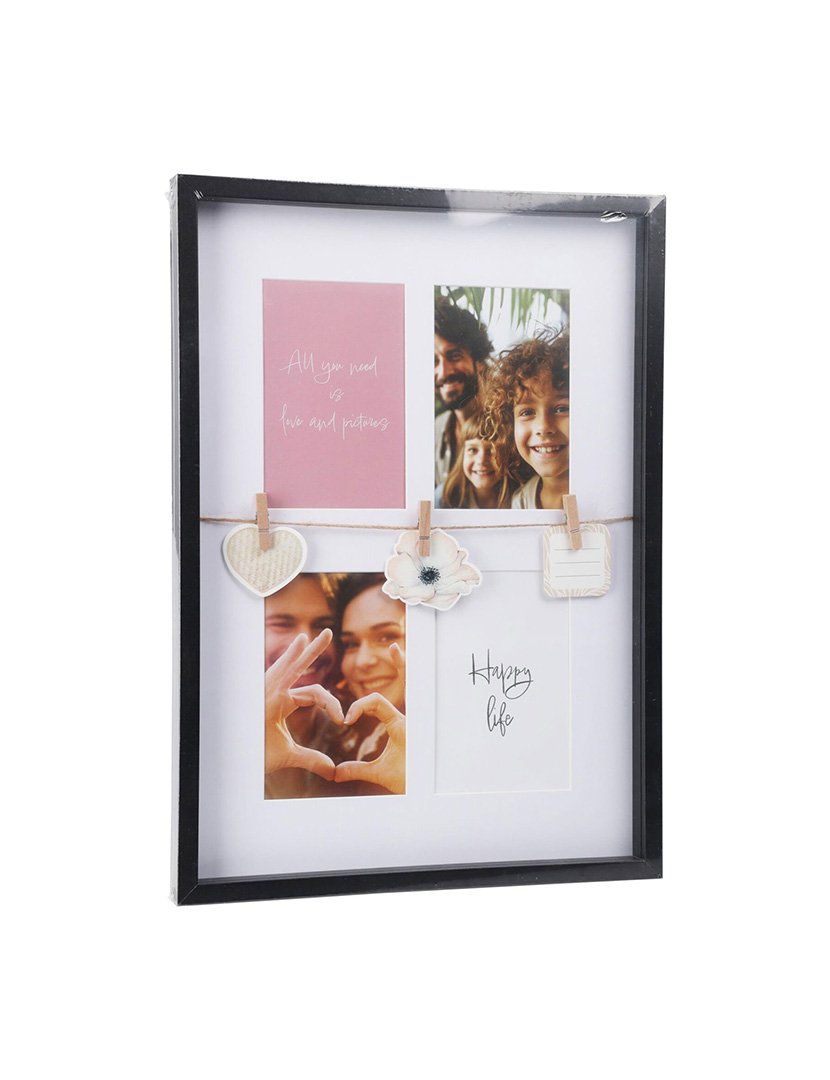 Moldura para 4 fotos Preto