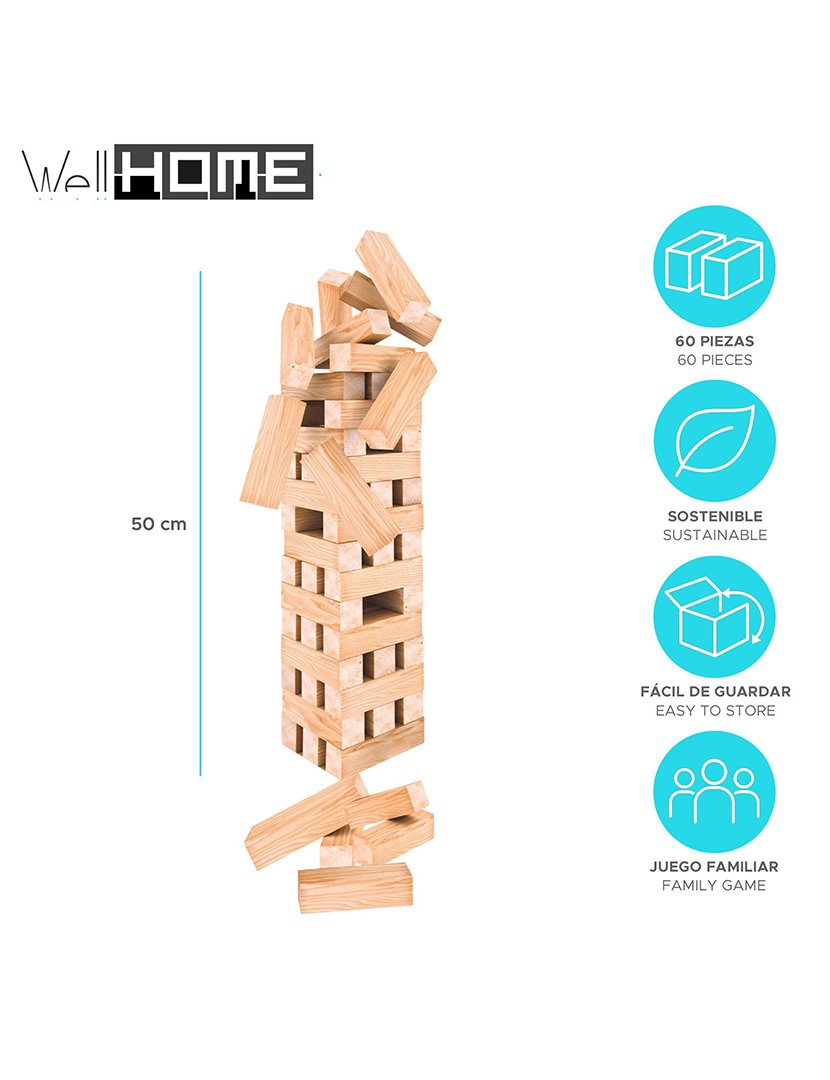 Conjunto de Torres de Madeira Empilháveis 60 peças