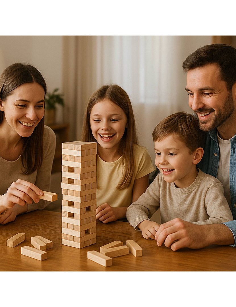Conjunto de Torres de Madeira Empilháveis 60 peças