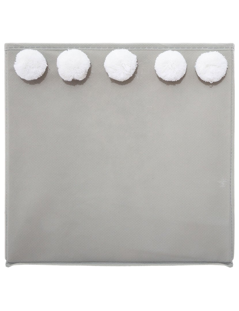 Caixa de Arrumação Infantil com Pompons Cinzento