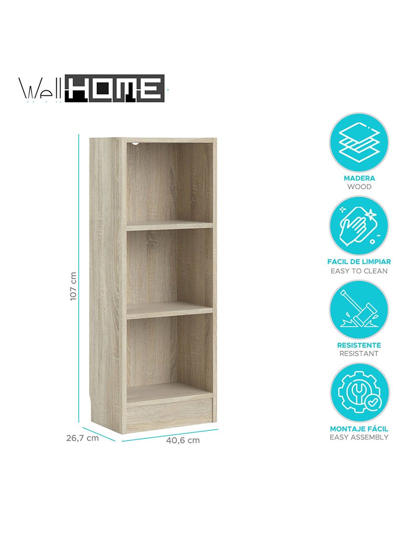 Estante Turia com 2 Prateleiras Carvalho