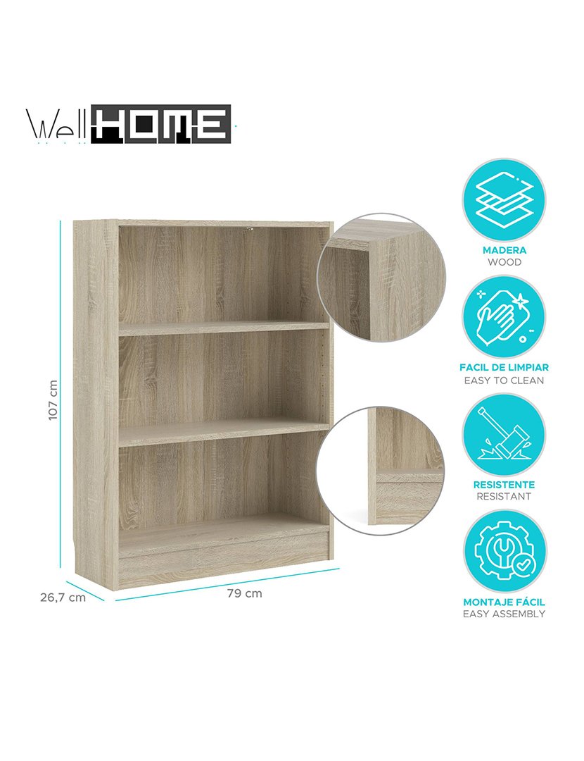 Estante Turia com 2 Prateleiras Carvalho