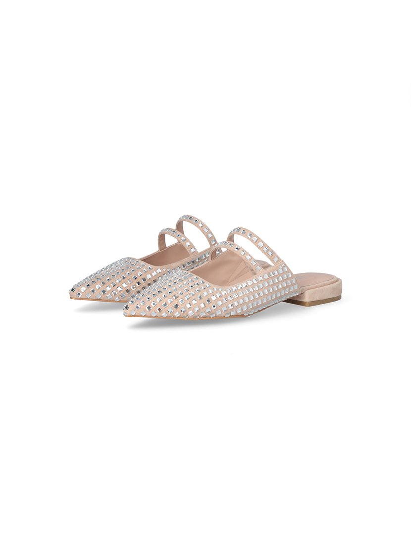 Mule Senhora Bege com Apliques