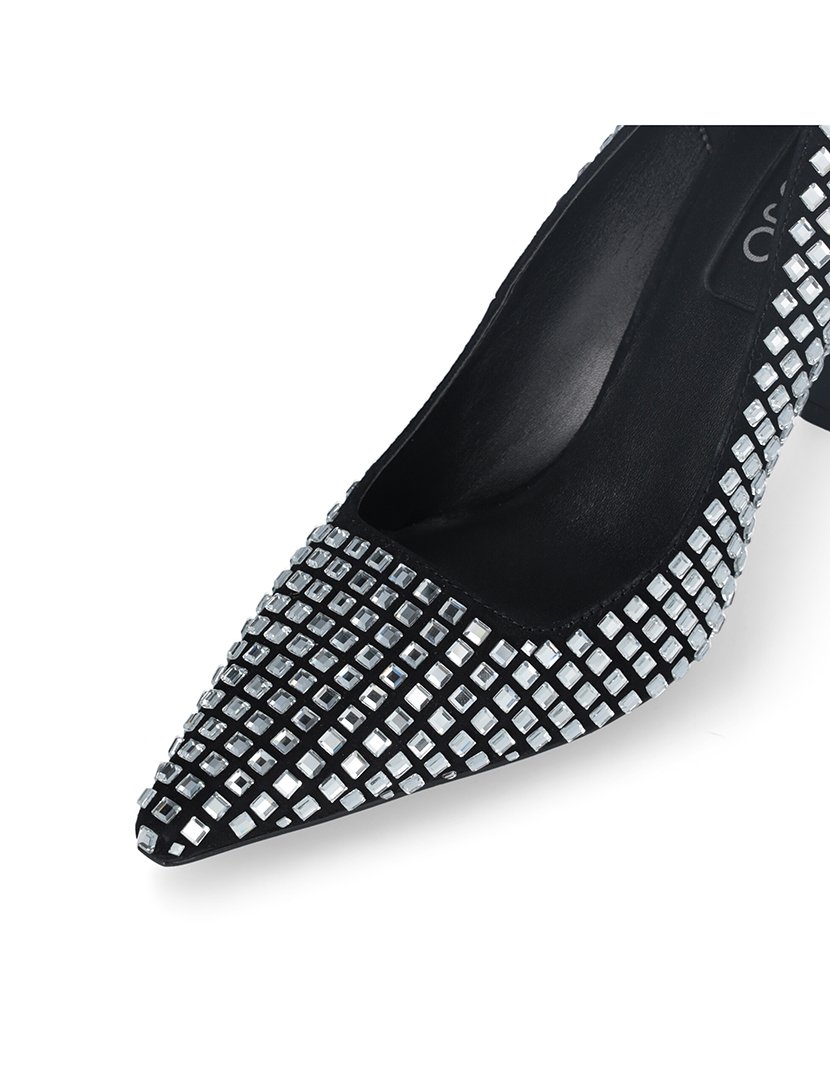 Sapatos com Salto Senhora Preto com Apliques