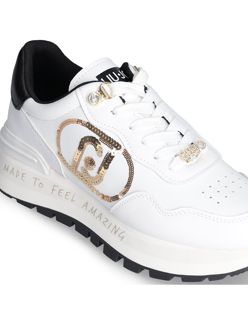 Ténis Senhora Branco e Dourado